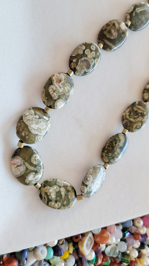 Ryolite and Brass necklace