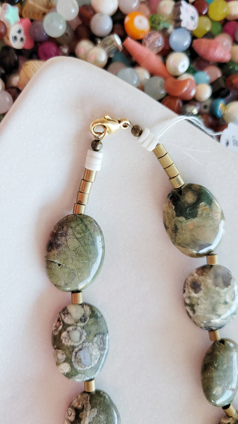 Ryolite and Brass necklace