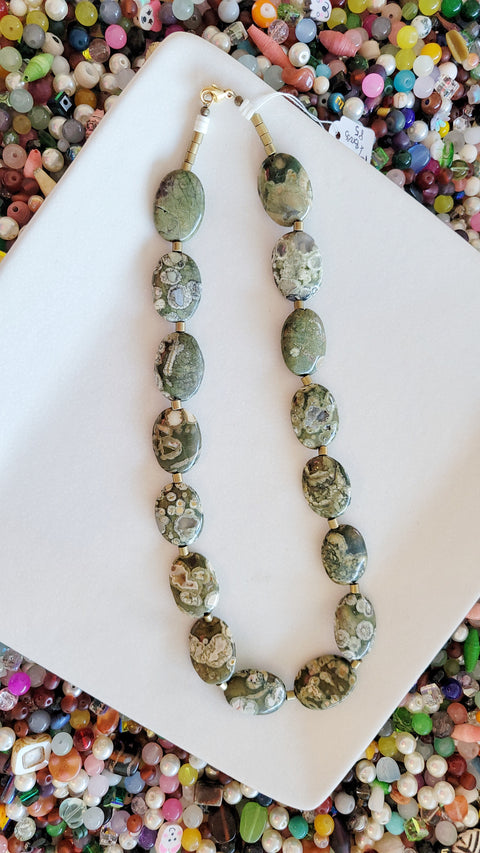 Ryolite and Brass necklace