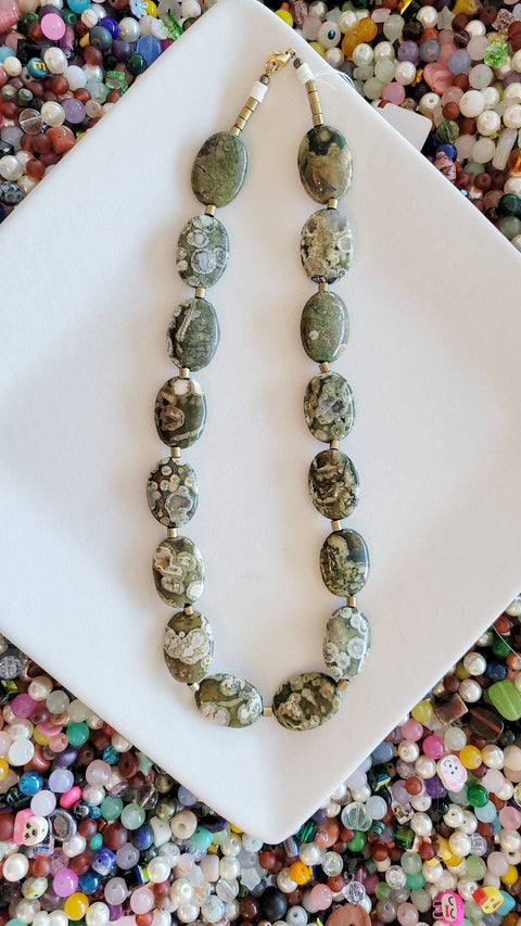 Ryolite and Brass necklace