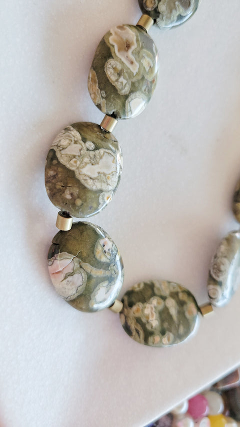 Ryolite and Brass necklace