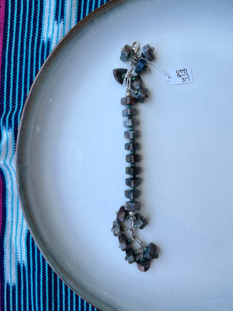 Fossilized Coral and Turquoise Bracelet