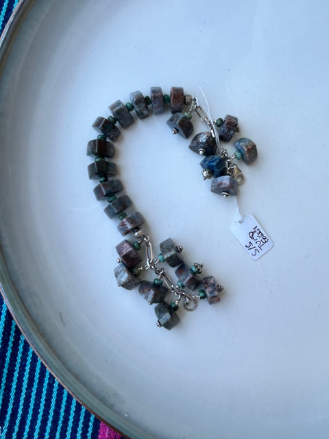 Fossilized Coral and Turquoise Bracelet