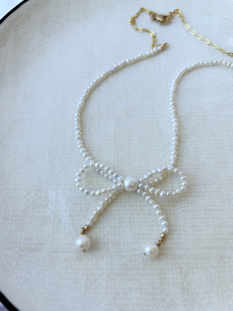 Freshwater Pearl Bow Necklace